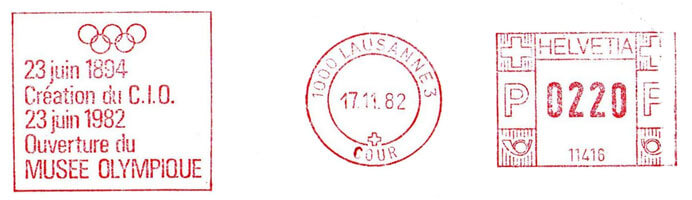 Un cachet d'oblitération comprenant un slogan informatif (texte) du musée olympique de Lausanne ajoute un intérêt particulier à une collection olympique.